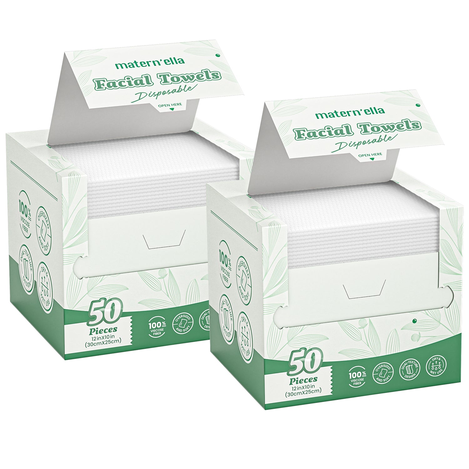 MATERN'ELLA Disposable Face Towels XL Ultra Soft Biodegradable Dry Wipes Plant-Based Lint-Free Facial Towelettes