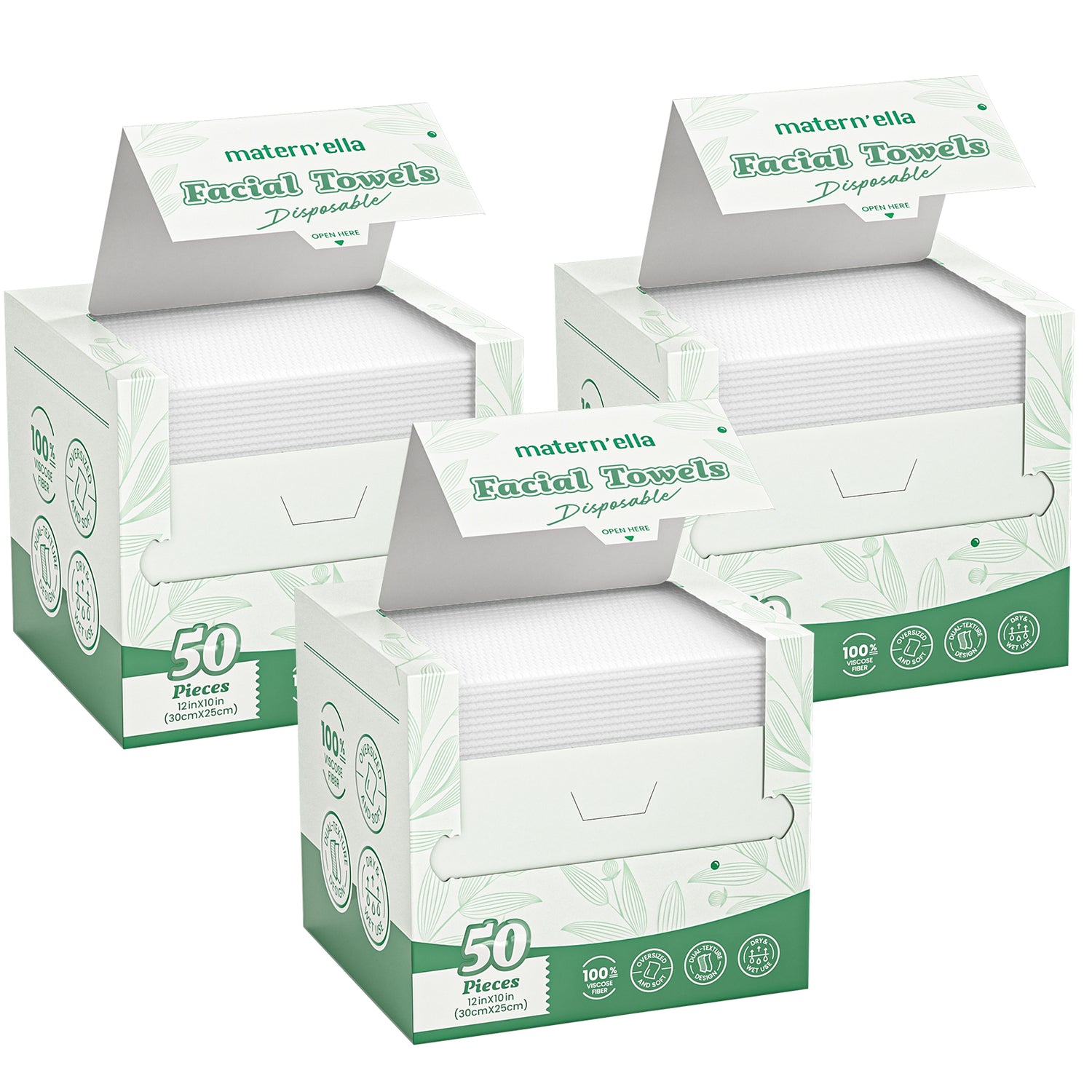 MATERN'ELLA Disposable Face Towels XL Ultra Soft Biodegradable Dry Wipes Plant-Based Lint-Free Facial Towelettes